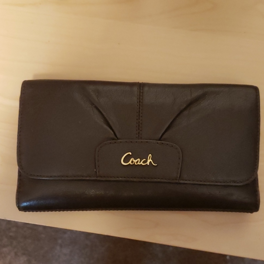 Coach Dark Brown checkbook wallet